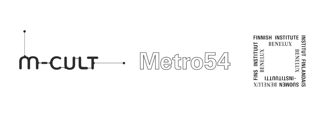 Logos of M-cult, Metro54 and Finnish Cultural Institute for the Benelux.